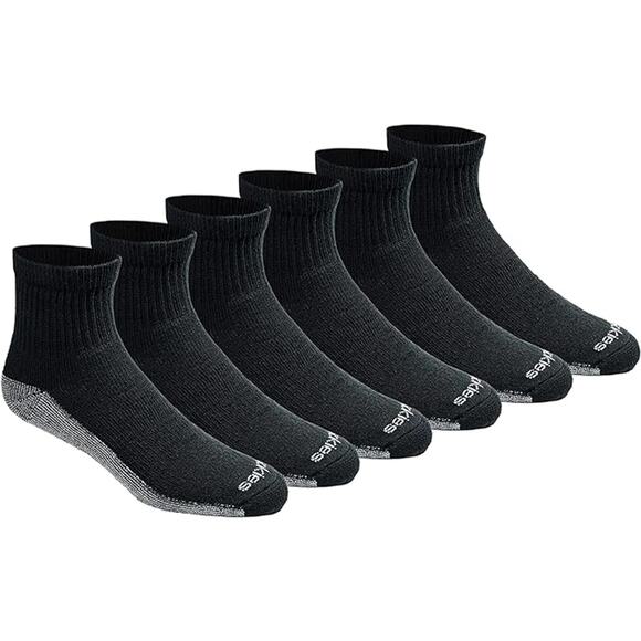 Dickies Men's Black 6 Packs Dri-tech Moisture Control Quarter Socks Work J3-20 - Picture 1 of 6